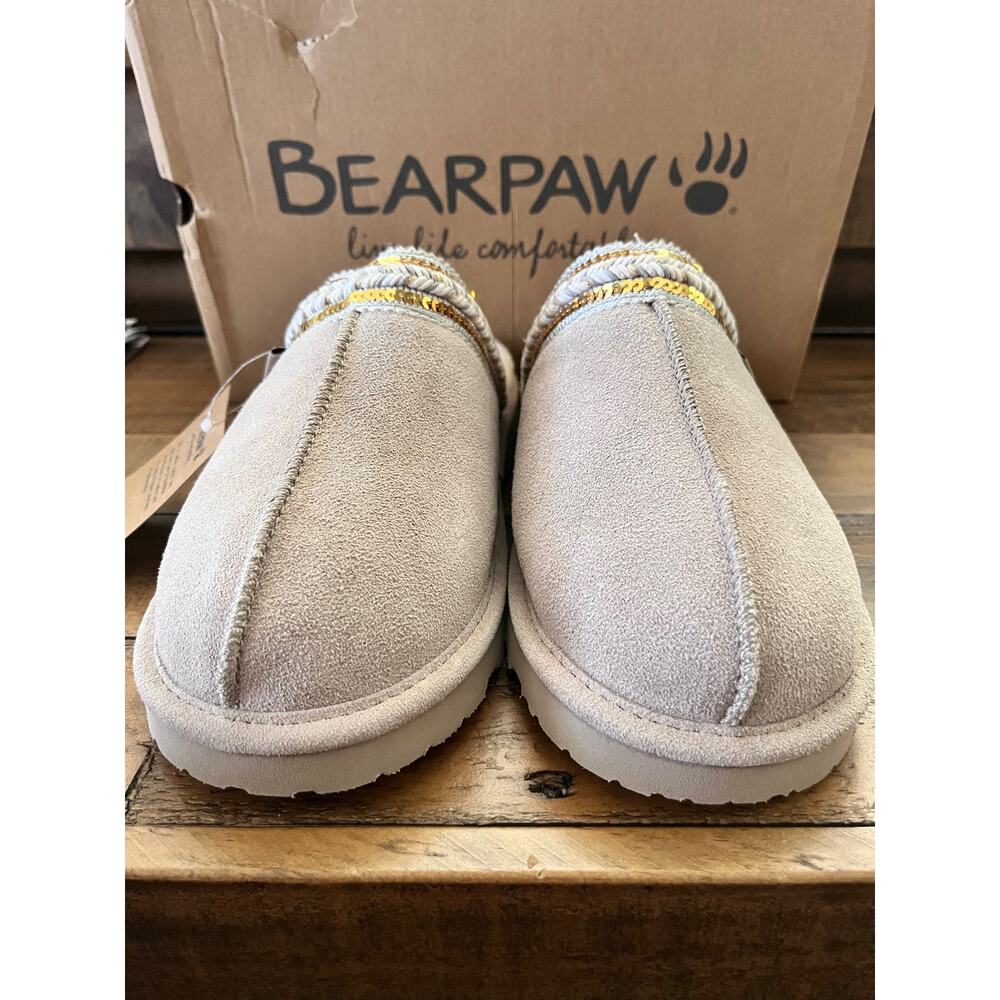 BEARPAW Tanya Suede Embellished Slipper Mule Women's Sz 8 NEW - Picture 2 of 9